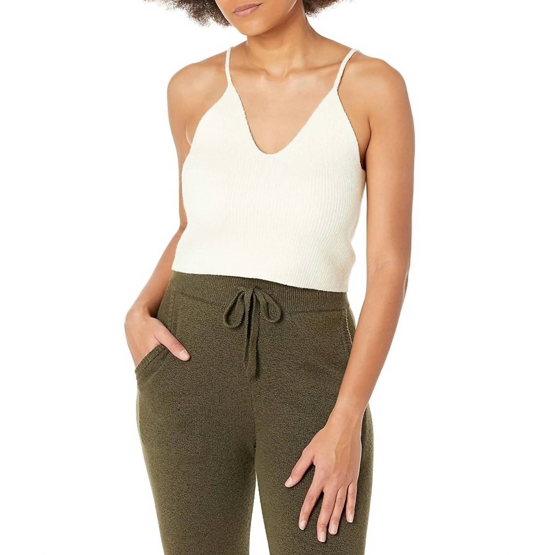 New French Connection Vhari Loungewear Crop Top In Classic Cream